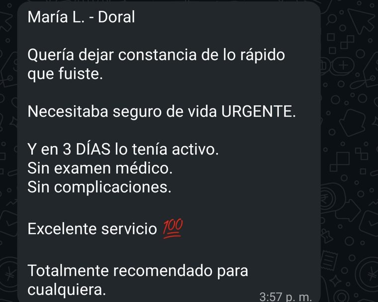 Conversación de WhatsApp con María L. de Doral